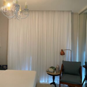 Cortina de Trilho Suíço Duplo - Linho e Blackout