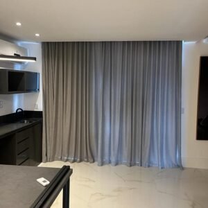 Cortina de Trilho Suíço Duplo - Linho e Blackout