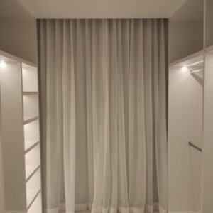Cortina de Trilho Suíço Duplo - Linho e Blackout